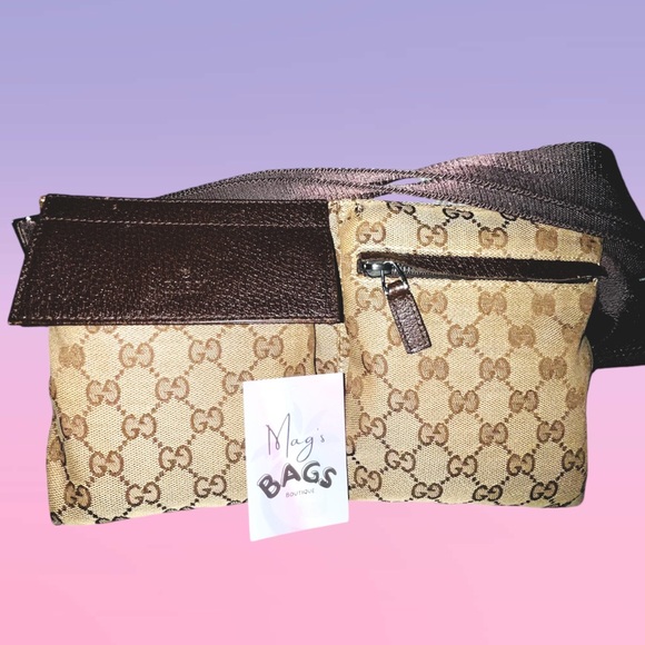 Gucci Handbags - Gucci: Fanny Pack Waist Belt Double Pocket Supreme Monogram GG Canvas Bag